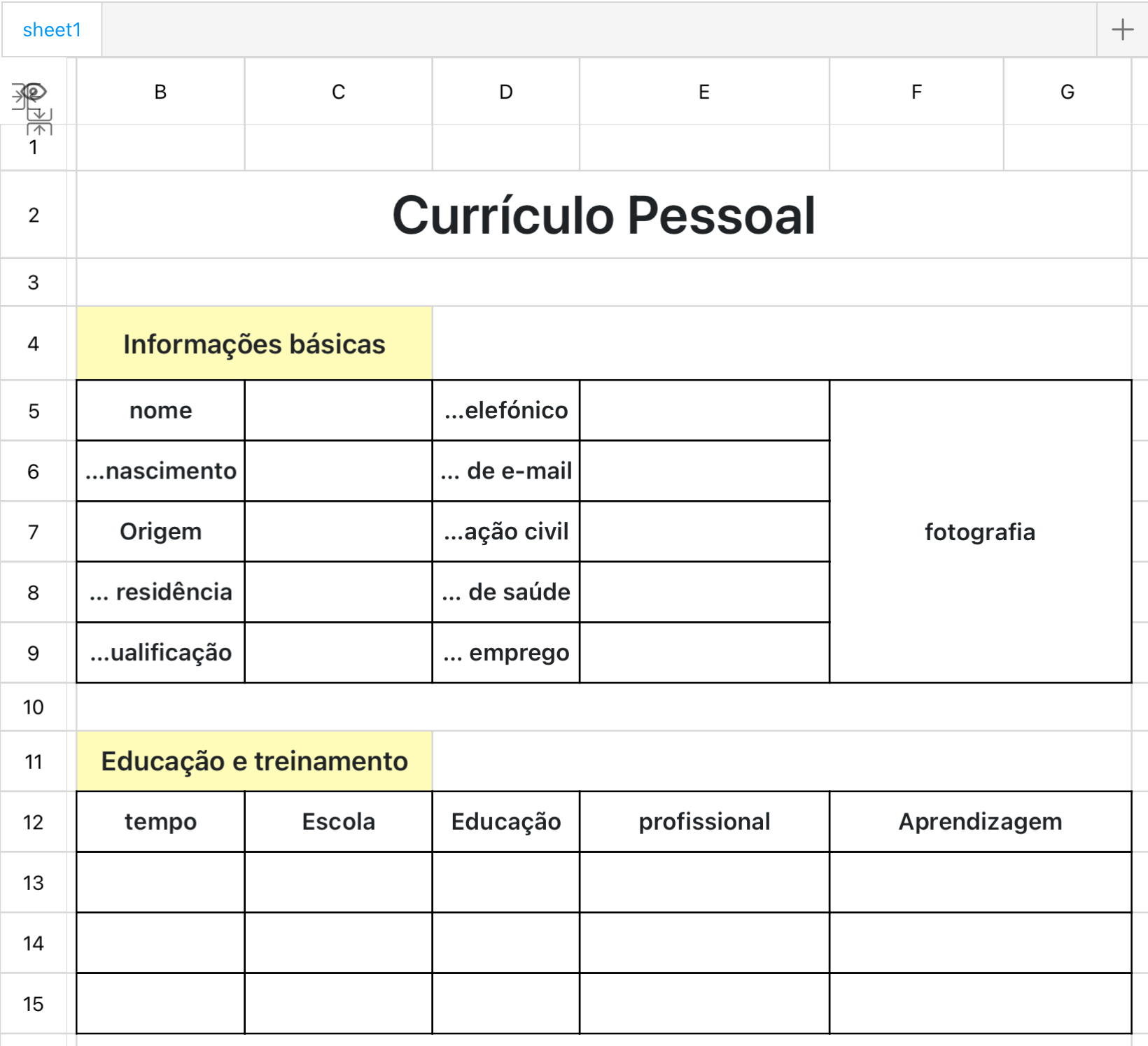 Currículo pessoal simples